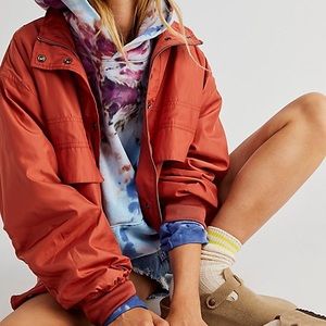 Free People Here Right Now Nylon Bomber Jacket in Warmstone